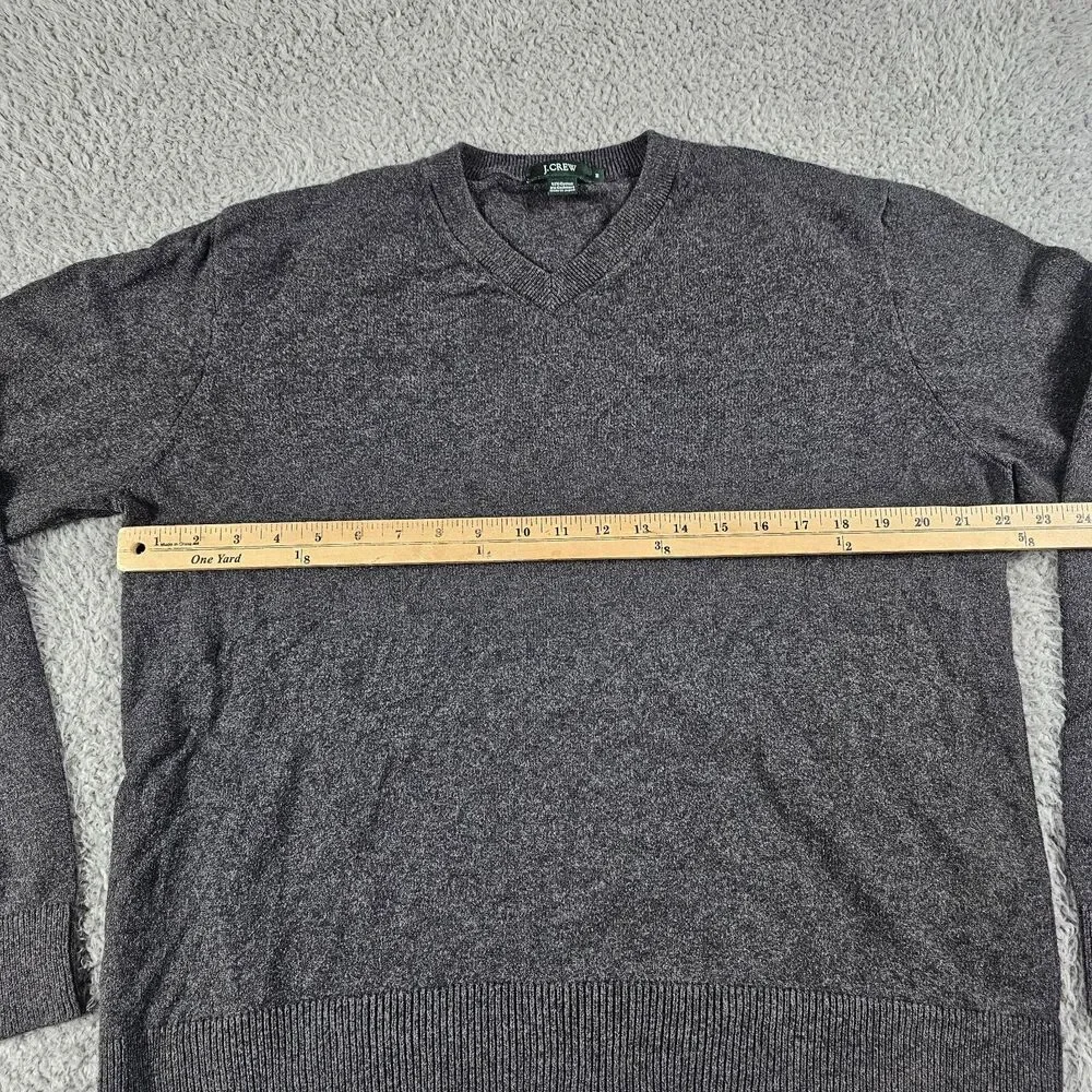J Crew Sweater Mens Medium Gray Cashmere Cotton Blend Pullover V Neck Japan